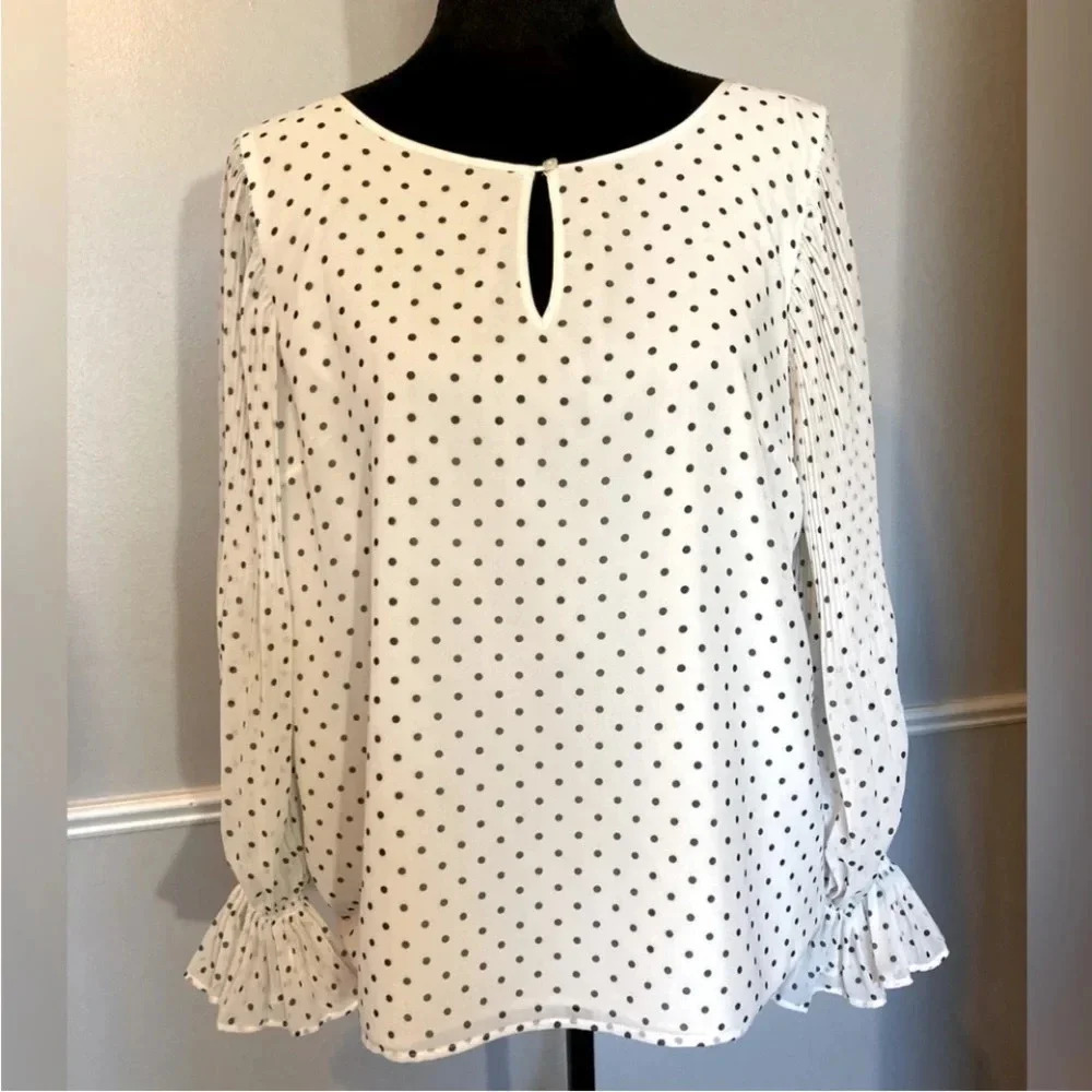 Talbots Polka Dot Blouse, Sz Med, Excellent Condition